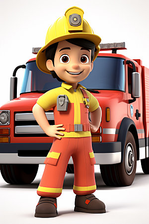 消防员救火抢险人物模型