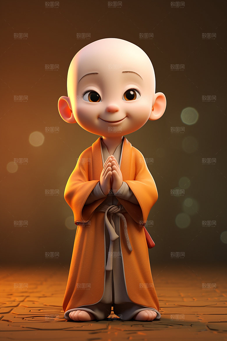 小和尚小师傅可爱模型