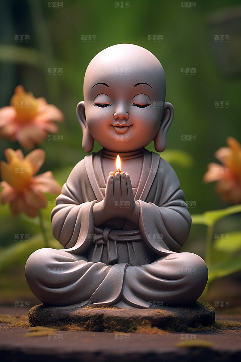 小和尚童趣可爱模型