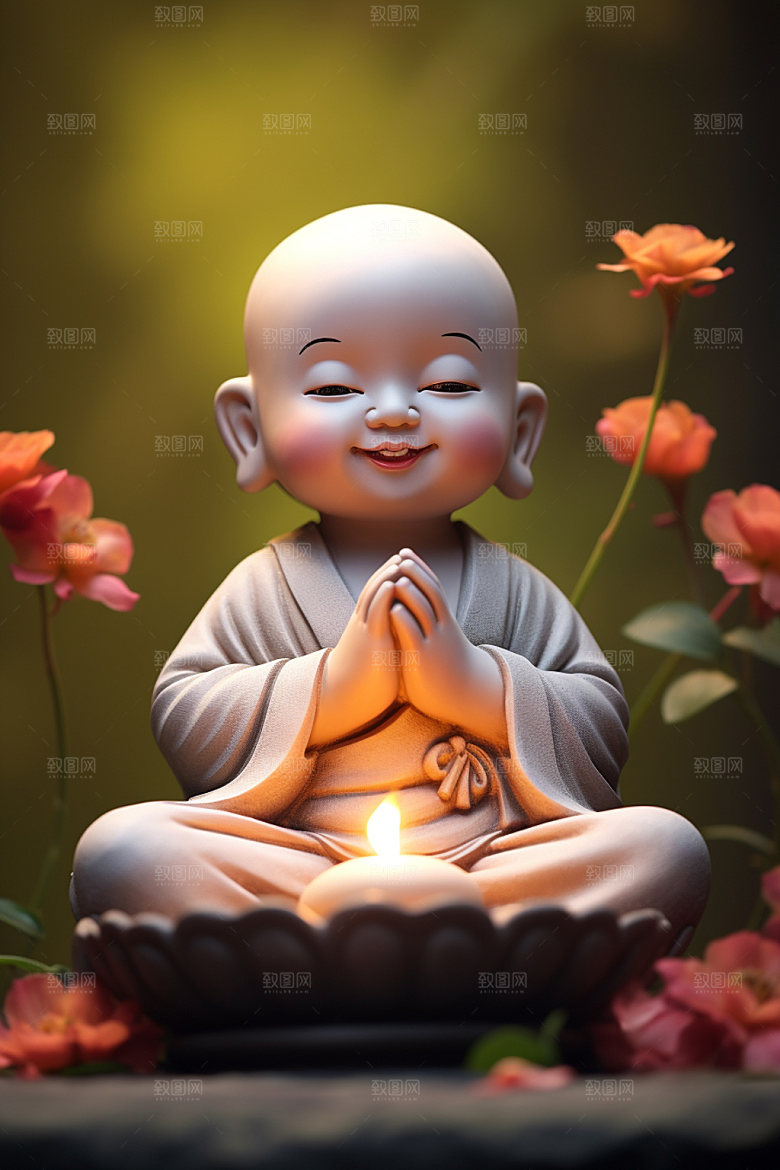 小和尚人物童趣模型