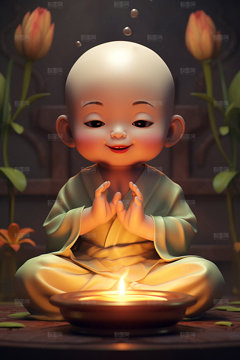 小和尚立体可爱模型