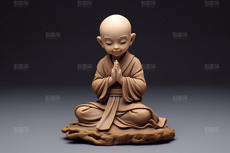 小和尚童趣可爱模型