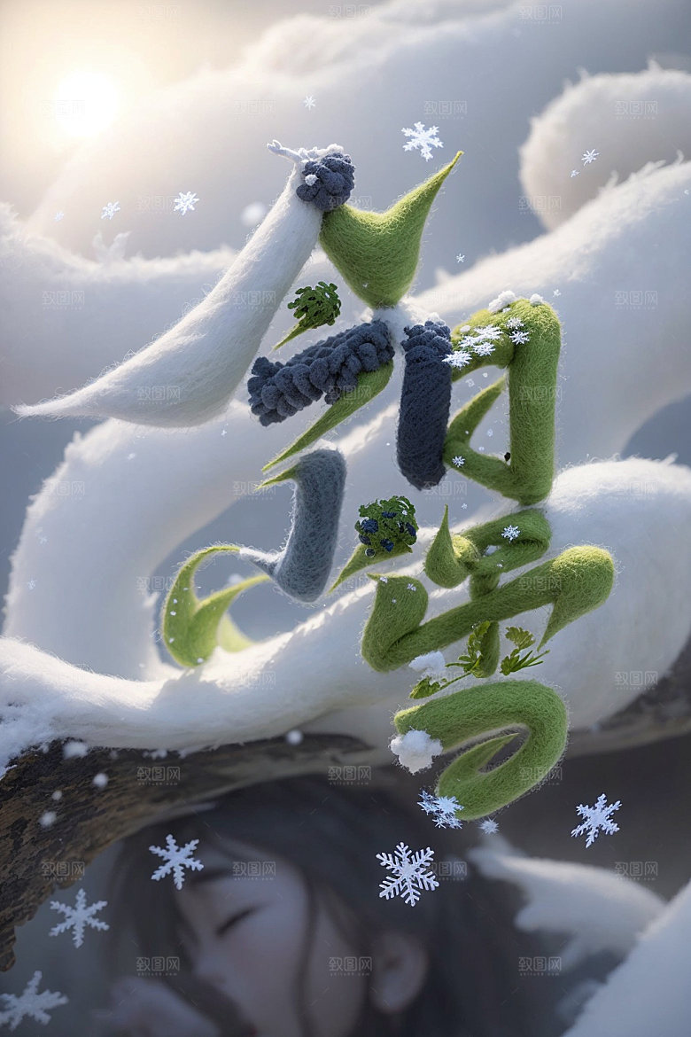 小雪将至毛笔艺术字矢量