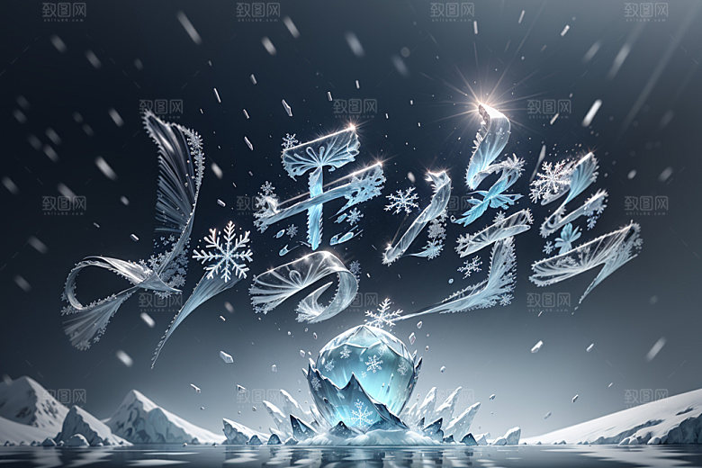 小雪将至今日小雪艺术字矢量