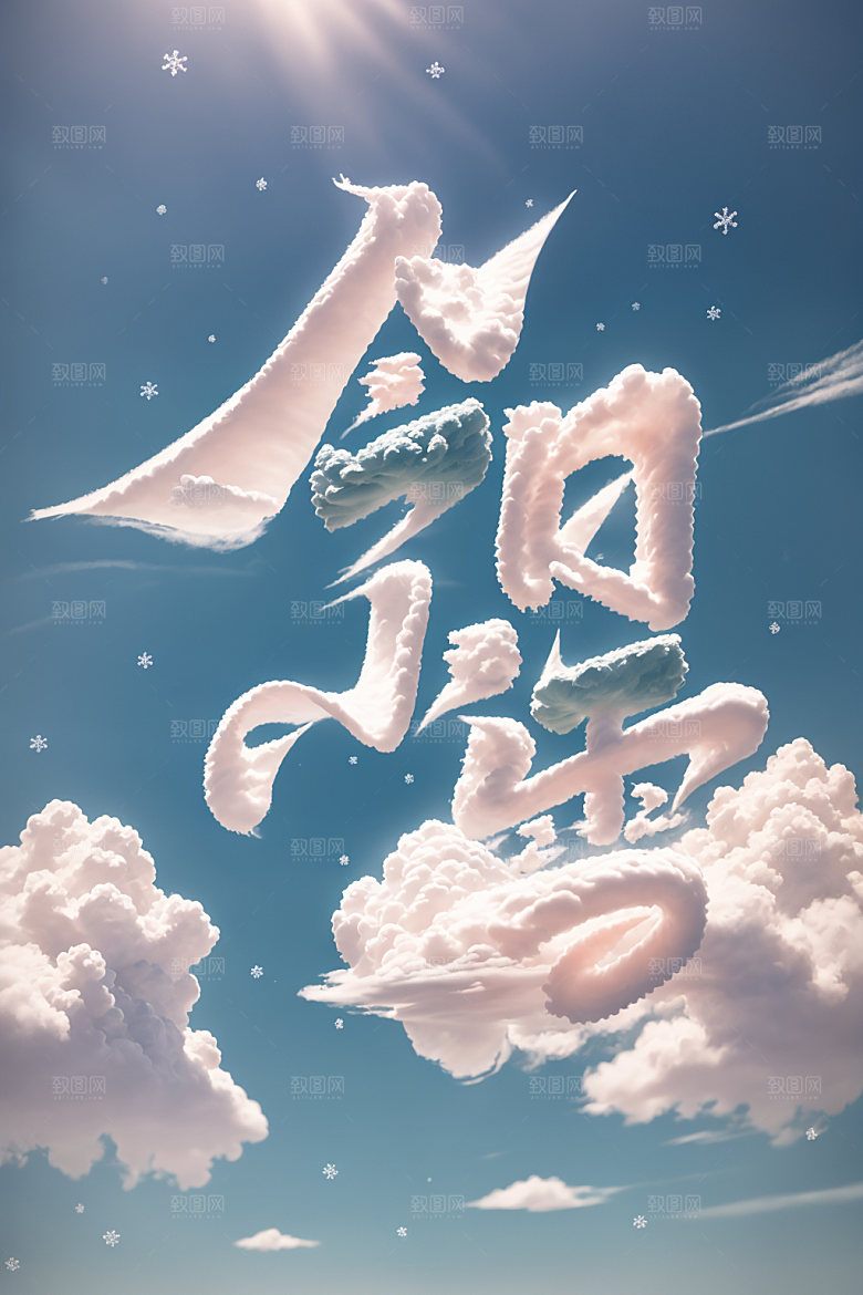 小雪将至二十四节气毛笔矢量