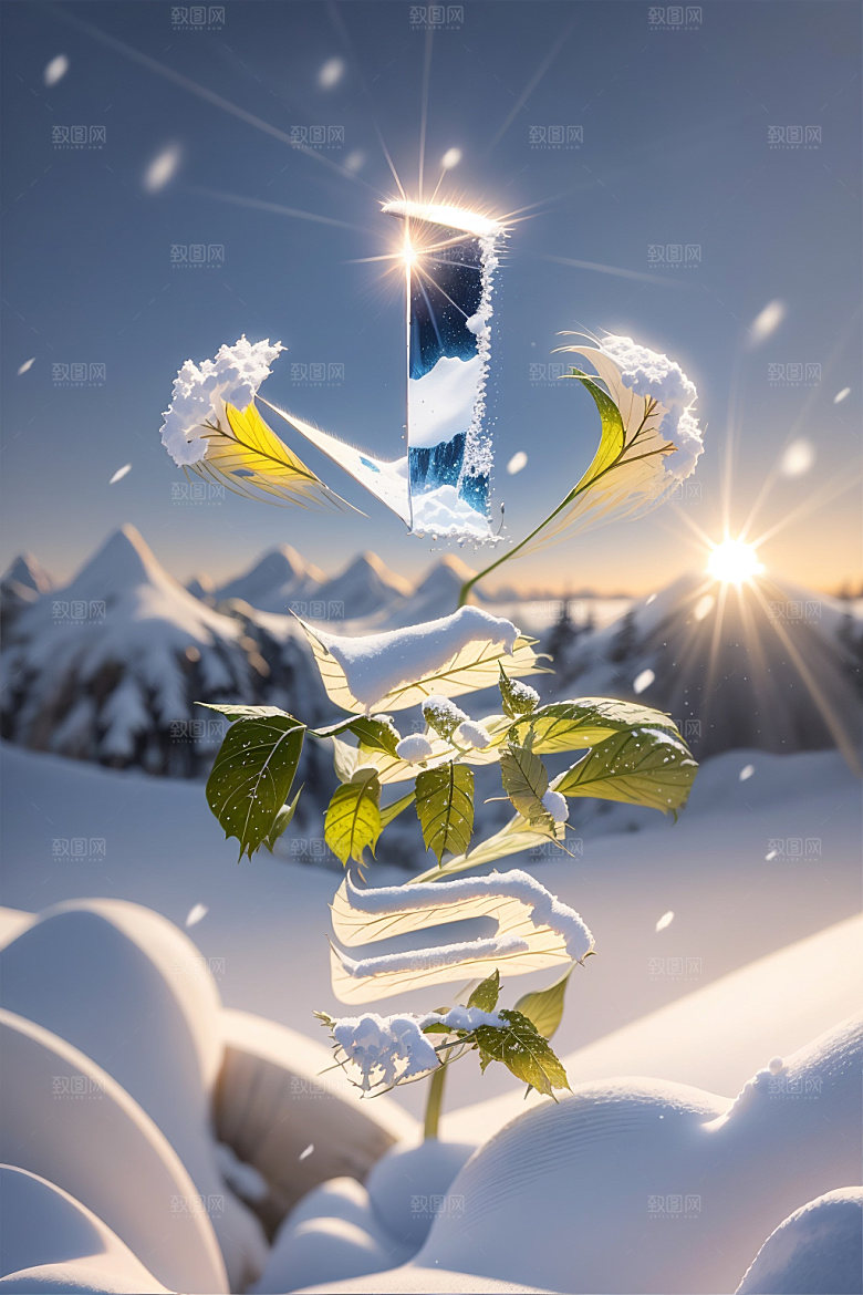 小雪将至艺术字今日小雪矢量