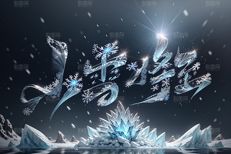 小雪将至艺术字你好小雪矢量