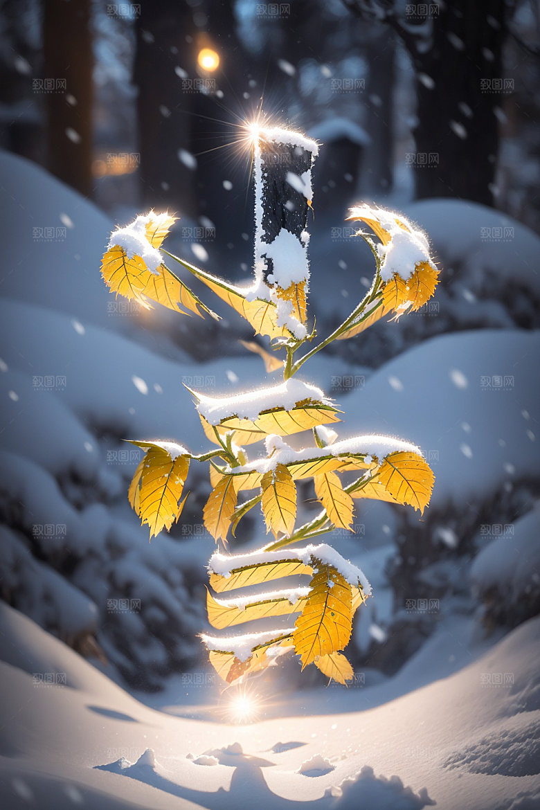 小雪将至毛笔小雪矢量