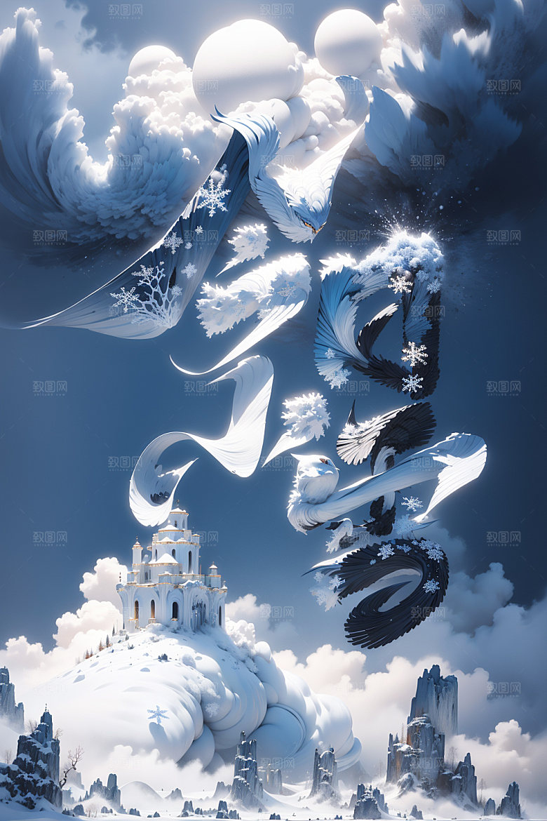小雪将至今日小雪唯美矢量