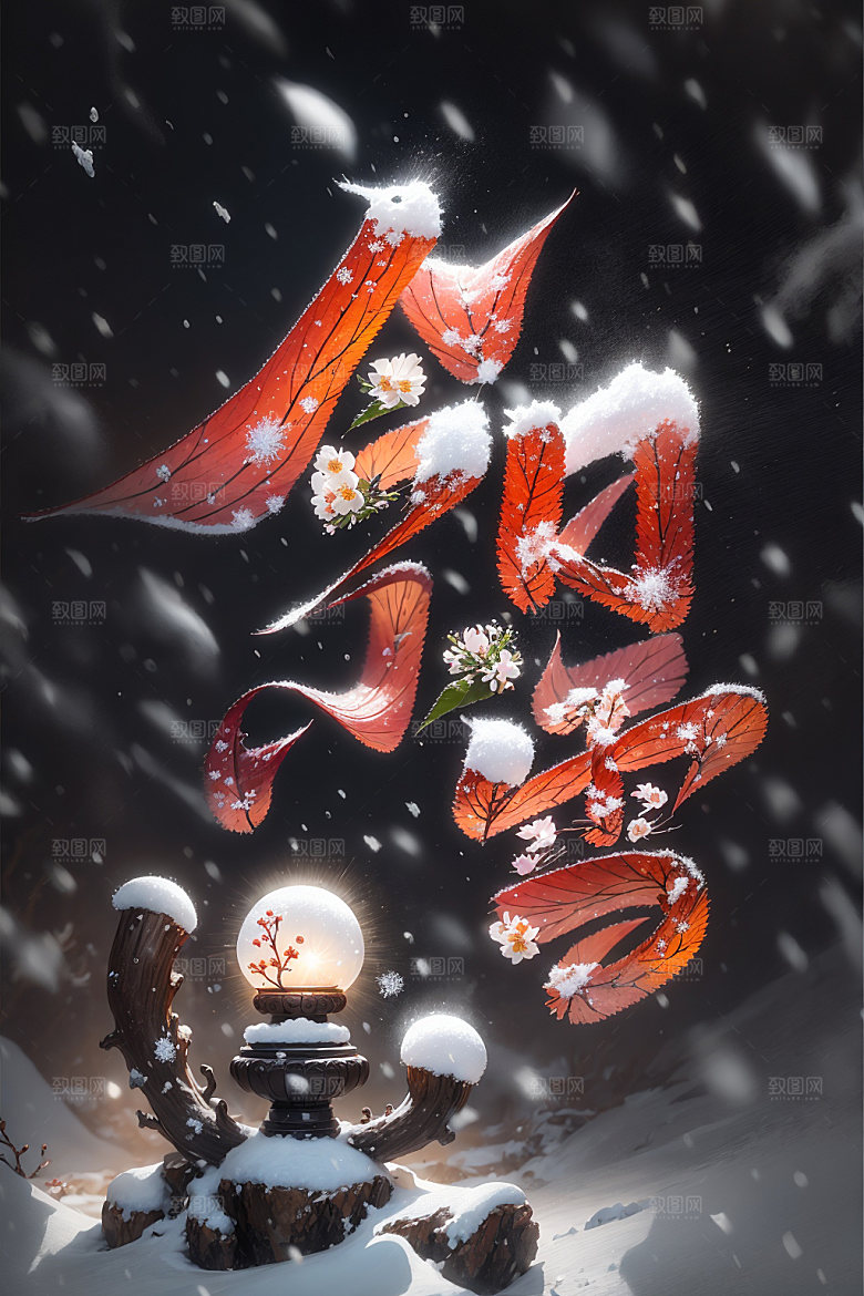小雪将至唯美小雪矢量