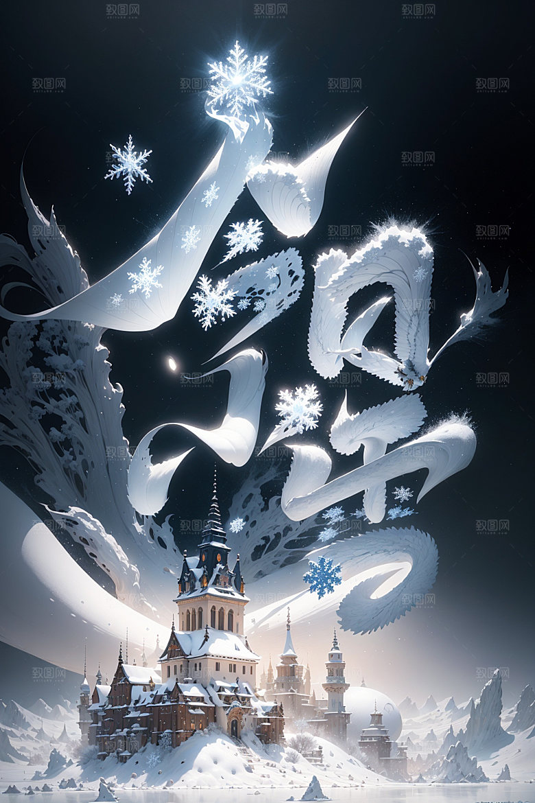 小雪将至唯美你好小雪矢量