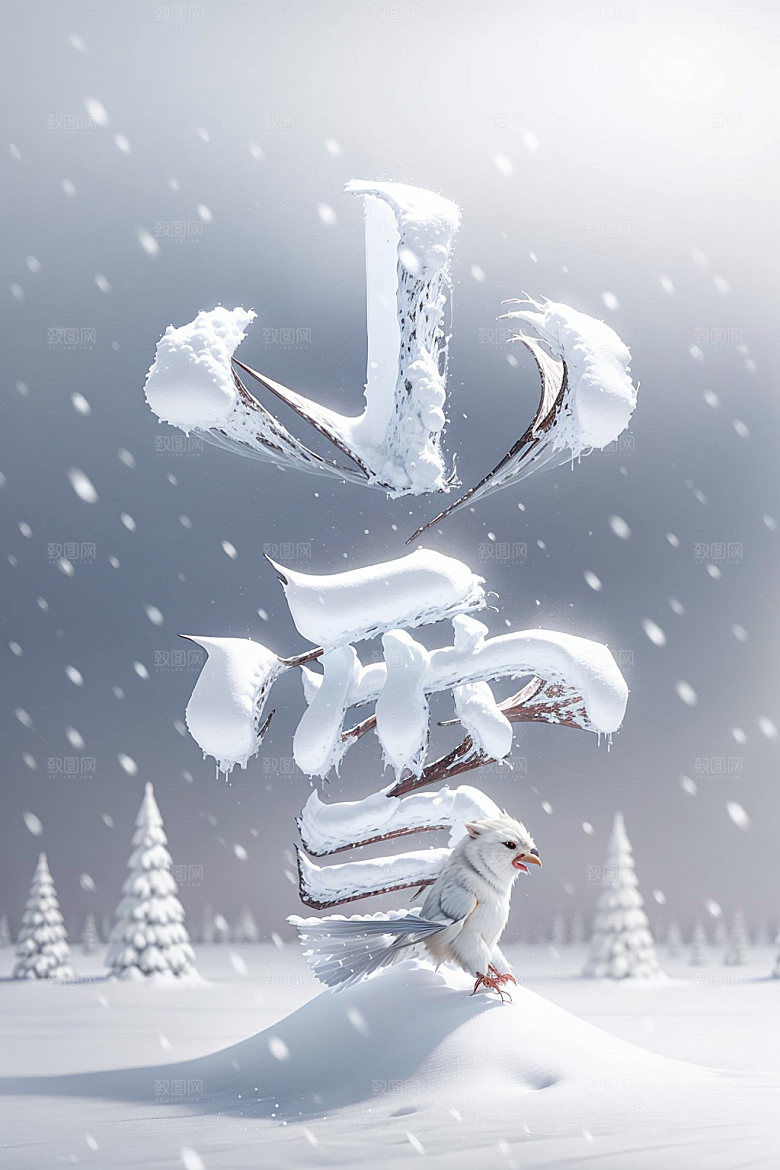 小雪将至唯美冬天矢量