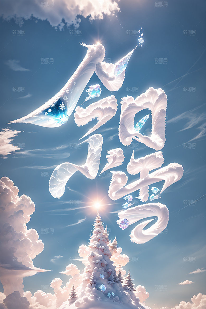 小雪将至唯美冬天矢量