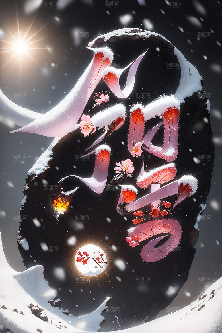 小雪将至唯美艺术字矢量