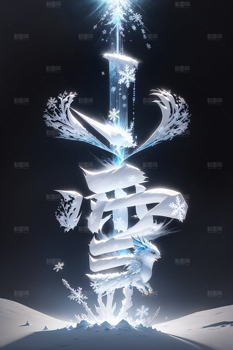 小雪将至二十四节气艺术字矢量