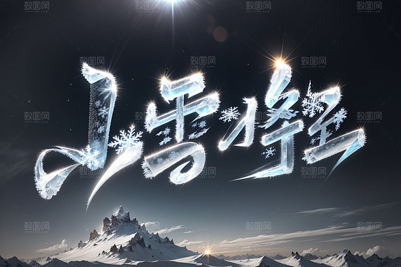 小雪将至毛笔小雪矢量