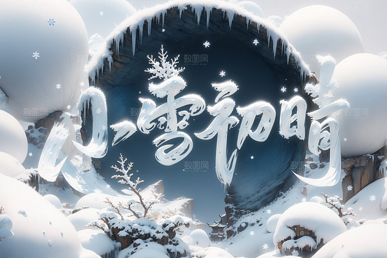 小雪节气冬天遇见小雪矢量