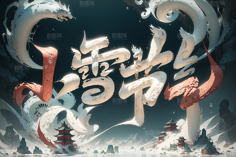 小雪节气小雪初晴国潮矢量