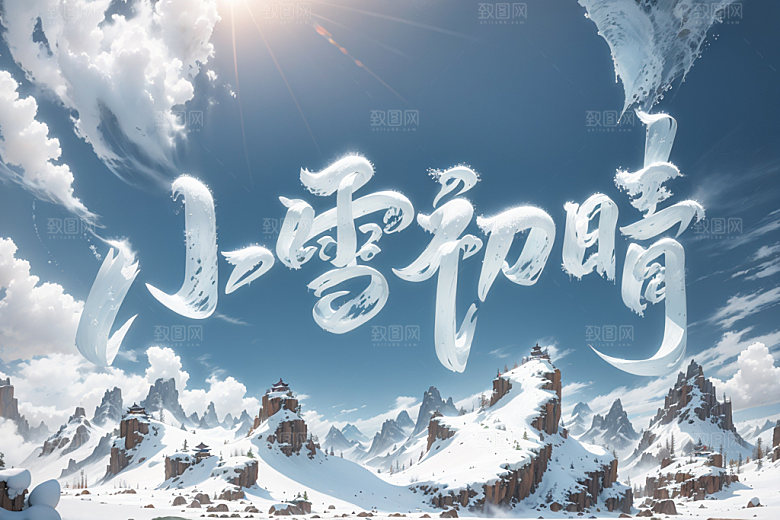 小雪节气艺术字遇见小雪矢量