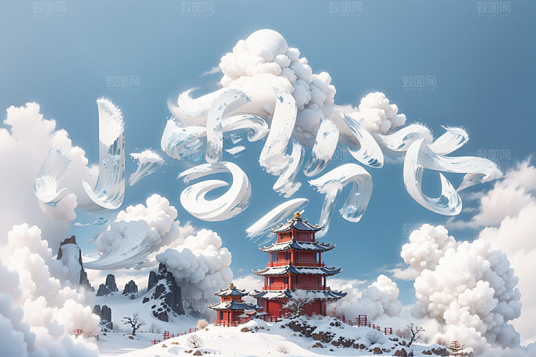 小雪节气小雪纷飞小雪初晴矢量