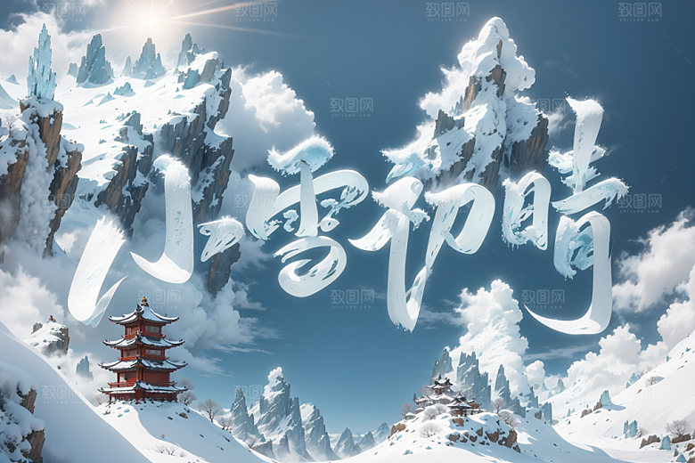 小雪节气国潮冬天矢量