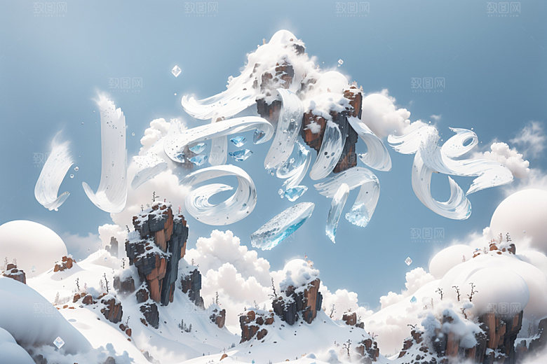 小雪节气艺术字唯美矢量