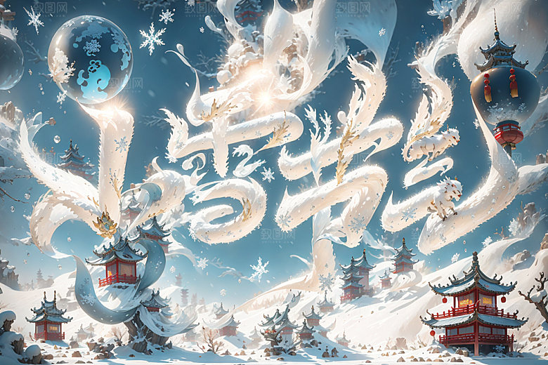 小雪节气中国风小雪纷飞矢量