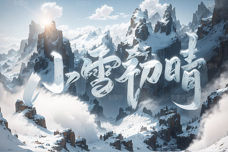 小雪节气冬天小雪纷飞矢量