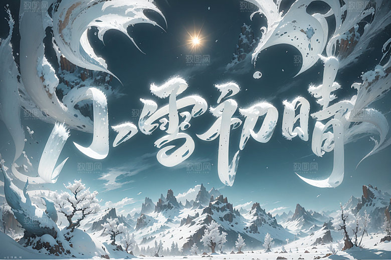 小雪节气小雪纷飞唯美矢量