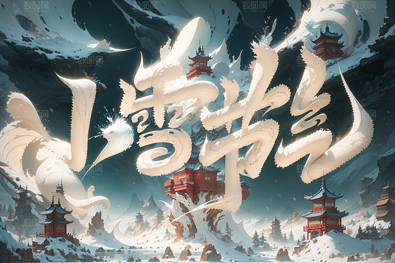 小雪节气中国风唯美矢量