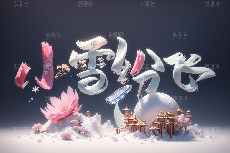 小雪节气小雪初晴中国风矢量
