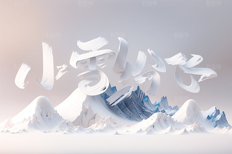 小雪节气冬天小雪初晴矢量