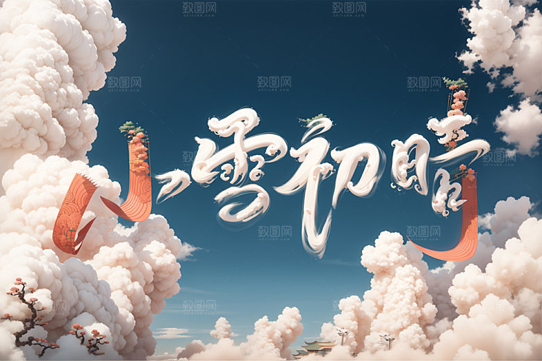 小雪节气中国风遇见小雪矢量