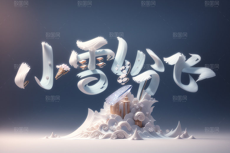 小雪节气国潮小雪纷飞矢量