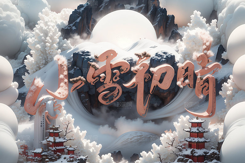 小雪节气遇见小雪冬天矢量