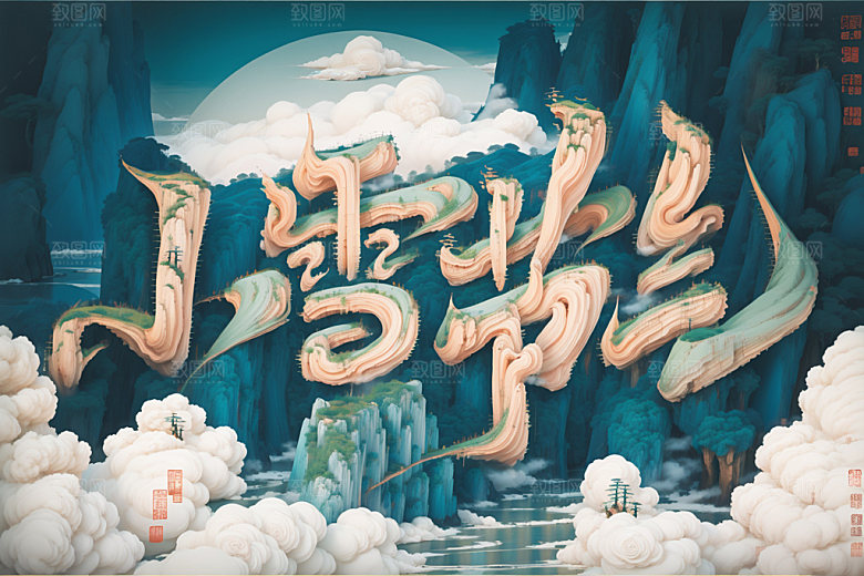 小雪节气国潮二十四节气矢量