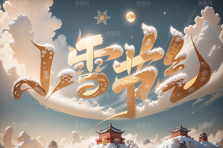 小雪节气唯美二十四节气矢量