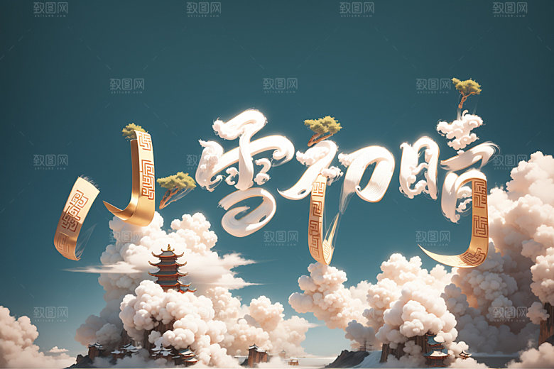 小雪节气小雪初晴冬天矢量