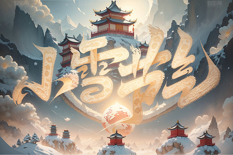 小雪节气中国风二十四节气矢量