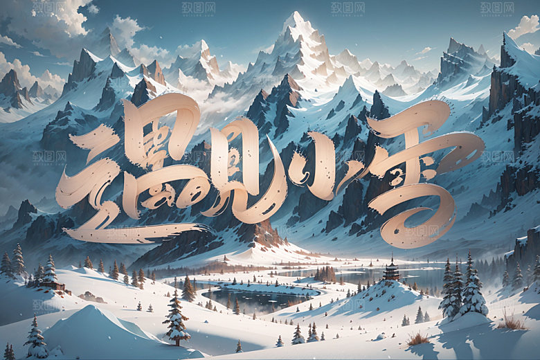 小雪节气遇见小雪国潮矢量