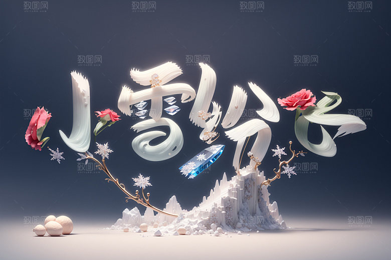 小雪节气遇见小雪唯美矢量