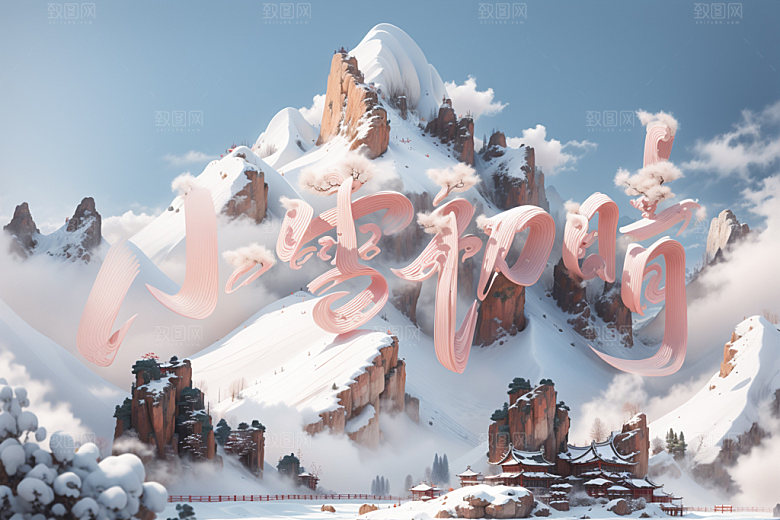 小雪节气唯美小雪初晴矢量