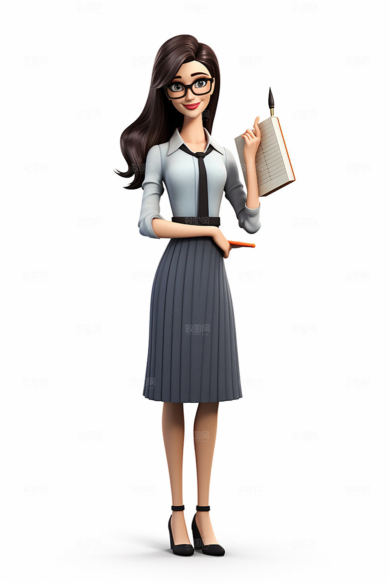 老师校园人物3D模型