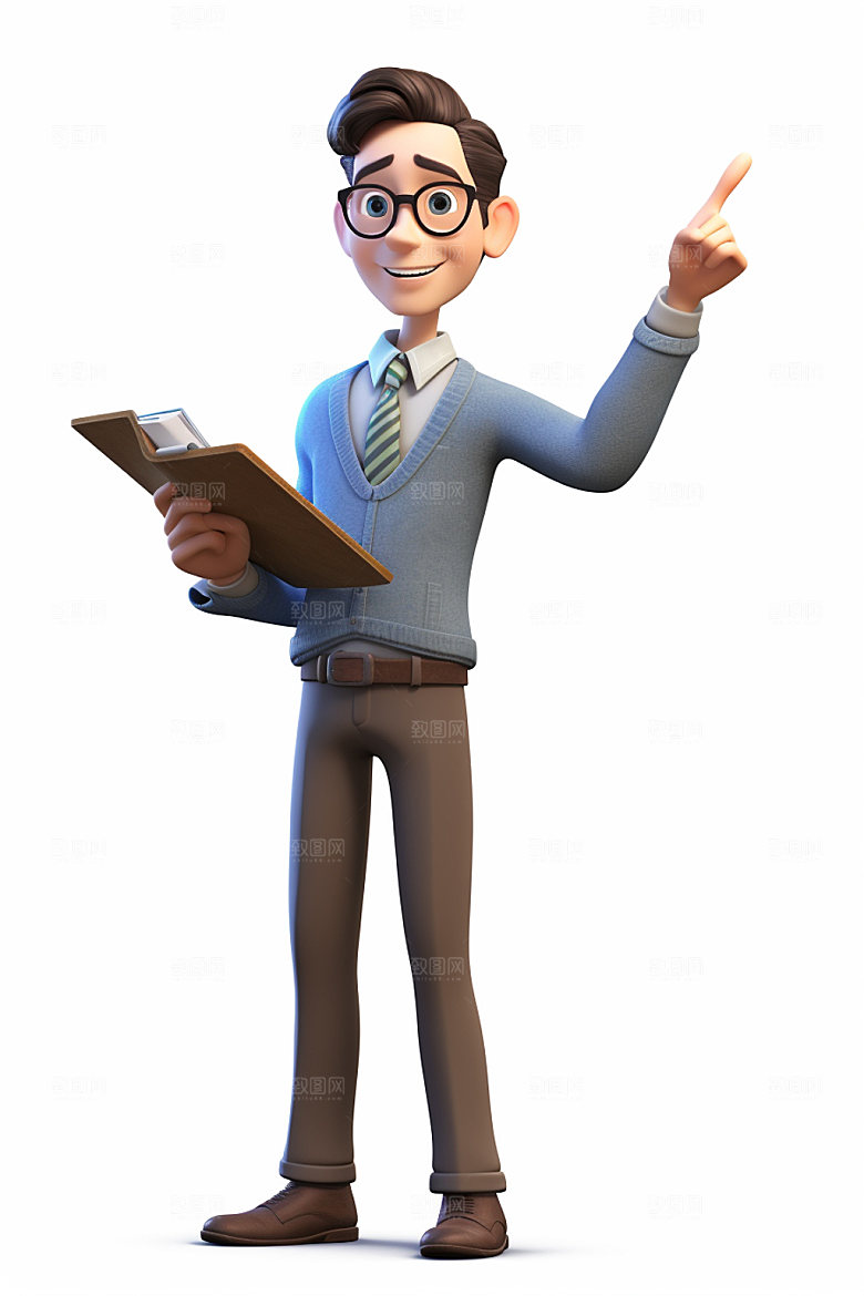 老师卡通3D模型