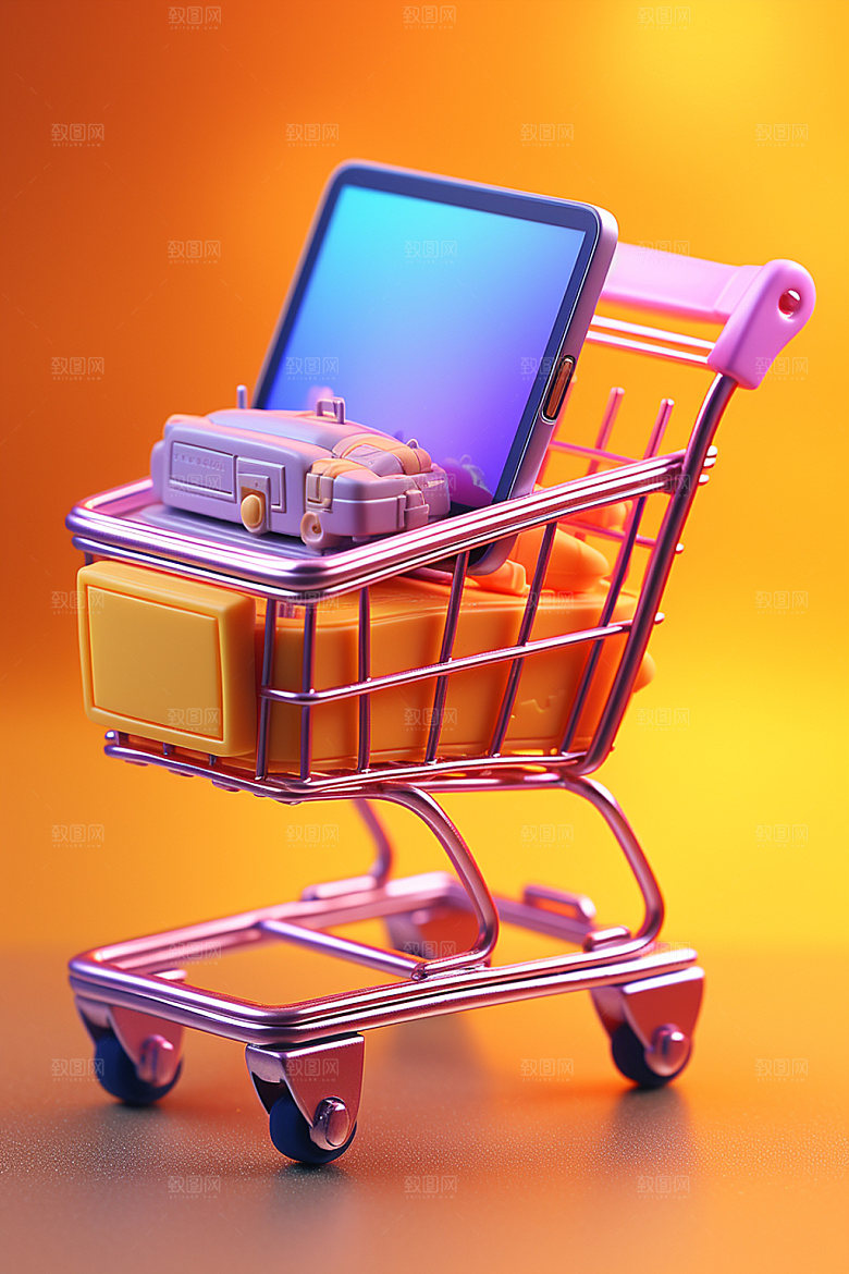 迷你购物装饰双十一立体C4D模型