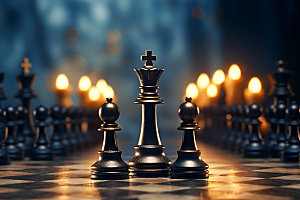 下象棋商务决策摄影图