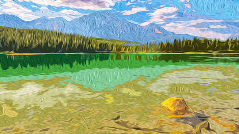 风光大气自然油画背景