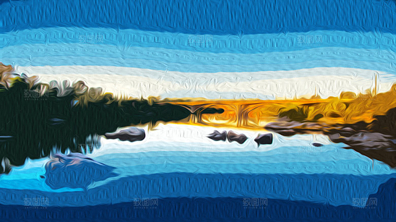 风光山川质感油画背景