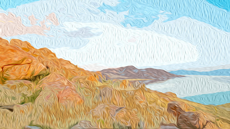 风光山川质感油画背景