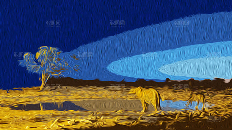 风光自然质感油画背景
